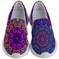 Vibrant Violet Mandala Kids Lightweight Slip Ons