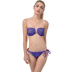 Vibrant Violet Mandala Twist Bandeau Bikini Set by lujastyles