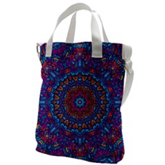 Vibrant Violet Mandala Canvas Messenger Bag by lujastyles