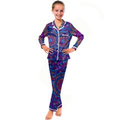 Vibrant Violet Mandala Kid s Satin Long Sleeve Pajamas Set by lujastyles