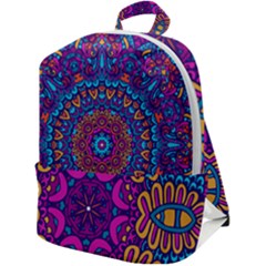 Vibrant Violet Mandala Zip Up Backpack by lujastyles