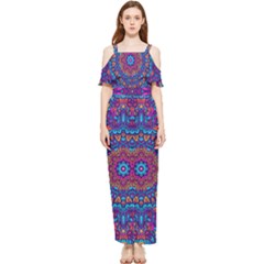 Vibrant Violet Mandala Draped Sleeveless Chiffon Jumpsuit