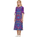 Vibrant Violet Mandala Bow Sleeve Chiffon Midi Dress View2