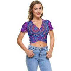 Vibrant Violet Mandala Short Sleeve Foldover Tee by lujastyles