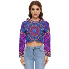 Vibrant Violet Mandala Women s Lightweight Cropped Hoodie