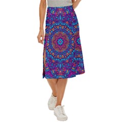 Vibrant Violet Mandala Midi Panel Skirt