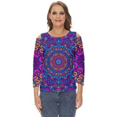 Vibrant Violet Mandala Cut Out Wide Sleeve Top