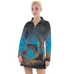 Pacman Nebula (ngc281) Women s Long Sleeve Casual Dress by idjy