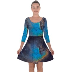 Pacman Nebula (ngc281) Quarter Sleeve Skater Dress