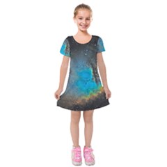 Pacman Nebula (ngc281) Kids  Short Sleeve Velvet Dress