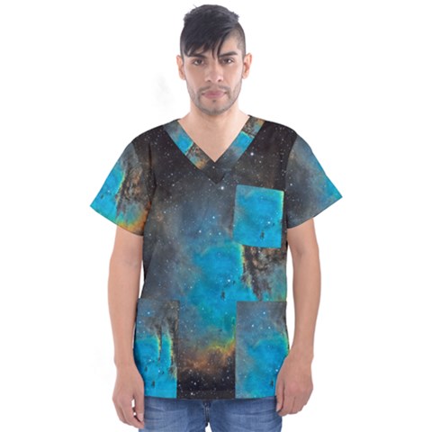 Pacman Nebula (ngc281) Men s V-neck Scrub Top by idjy