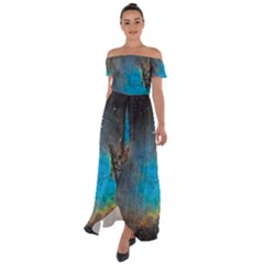 Pacman Nebula (ngc281) Off Shoulder Open Front Chiffon Dress by idjy