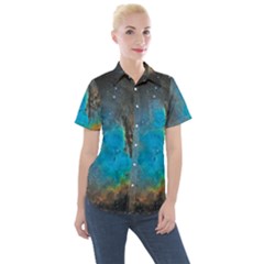 Pacman Nebula (ngc281) Women s Short Sleeve Pocket Shirt