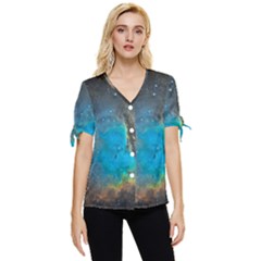 Pacman Nebula (ngc281) Bow Sleeve Button Up Top by idjy