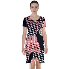 Abstrait Effet Formes Noir/rose Short Sleeve Nightdress