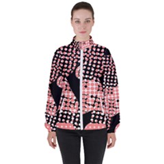 Abstrait Effet Formes Noir/rose Women s High Neck Windbreaker by kcreatif