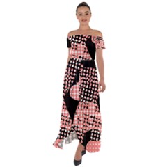 Abstrait Effet Formes Noir/rose Off Shoulder Open Front Chiffon Dress by kcreatif