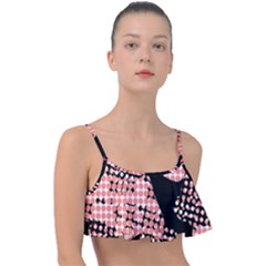 Abstrait Effet Formes Noir/rose Frill Bikini Top by kcreatif