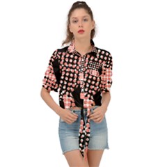 Abstrait Effet Formes Noir/rose Tie Front Shirt  by kcreatif