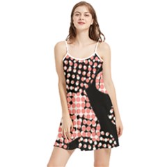 Abstrait Effet Formes Noir/rose Summer Frill Dress