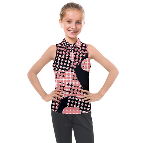 Abstrait Effet Formes Noir/rose Kids  Sleeveless Polo Tee by kcreatif