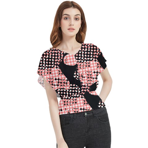 Abstrait Effet Formes Noir/rose Butterfly Chiffon Blouse by kcreatif