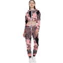 Abstrait Effet Formes Noir/Rose Cropped Zip Up Lounge Set View1