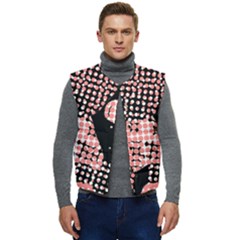 Abstrait Effet Formes Noir/rose Men s Short Button Up Puffer Vest	 by kcreatif