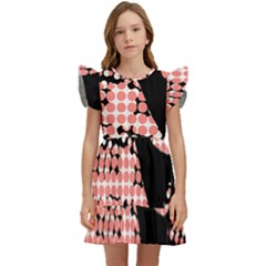 Abstrait Effet Formes Noir/rose Kids  Winged Sleeve Dress