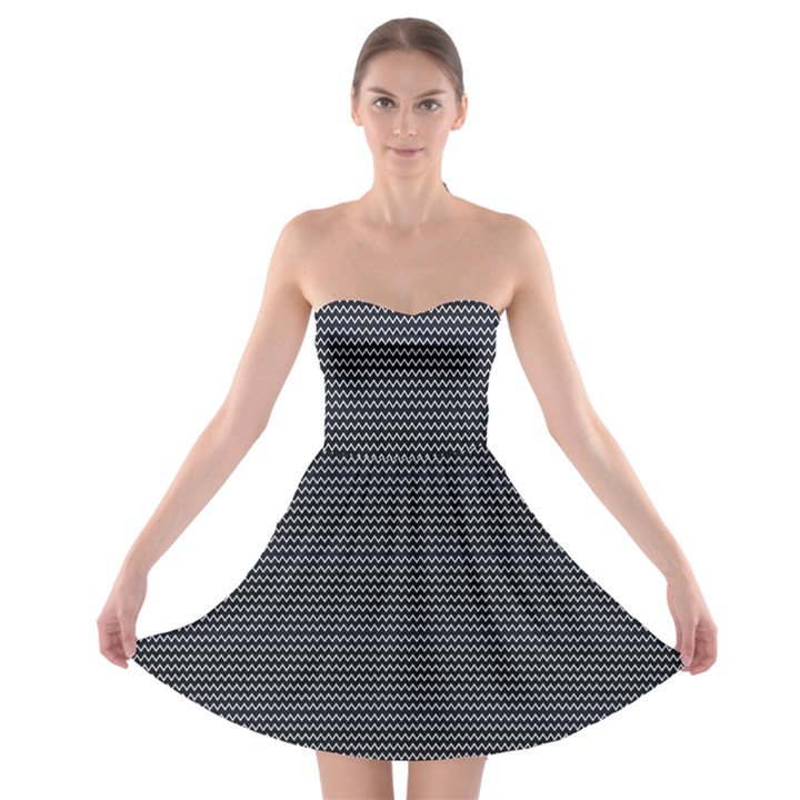 Chevron colors blanc/noir Strapless Bra Top Dress