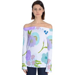 Lovely Abstract Floral Bell Sleeve Off The Shoulder Top by Arttowear