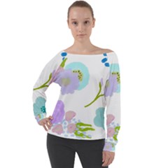 Lovely Abstract Floral Velour Off The Shoulder Top by Arttowear