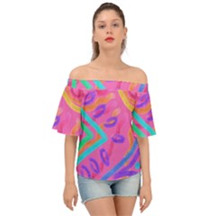 Original Abstract Art To Wear Short Sleeve Off The Shoulder Top by Arttowear