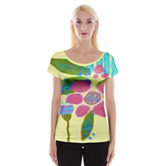 Colorful Abstract Floral Cap Sleeve Top by Arttowear