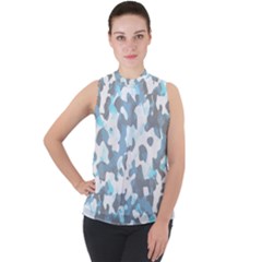 Camouflageblancbleu Mock Neck Chiffon Sleeveless Top by kcreatif