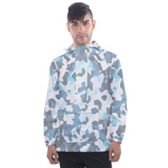 Camouflageblancbleu Men s Front Pocket Pullover Windbreaker by kcreatif