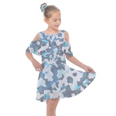 Camouflageblancbleu Kids  Shoulder Cutout Chiffon Dress