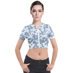 Camouflageblancbleu Short Sleeve Cropped Jacket by kcreatif