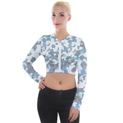 Camouflageblancbleu Long Sleeve Cropped Velvet Jacket by kcreatif