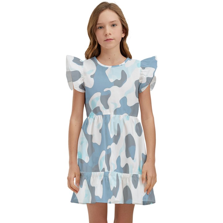 Camouflageblancbleu Kids  Winged Sleeve Dress