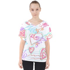 Scribbled Hearts Abstract Art To Wear Dolman Sleeve Top by Arttowear