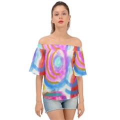 Summer Abstract Art Short Sleeve Off The Shoulder Top by Arttowear