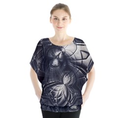 Charcoal Faker Batwing Chiffon Blouse