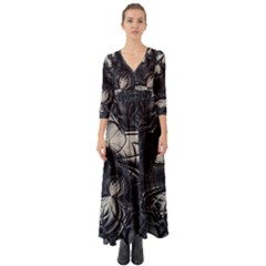 Charcoal Faker Button Up Boho Maxi Dress