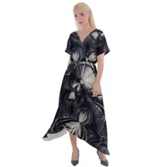 Charcoal Faker Cross Front Sharkbite Hem Maxi Dress by MRNStudios