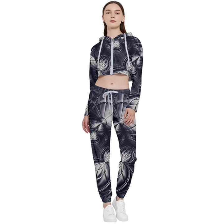 Charcoal Faker Cropped Zip Up Lounge Set