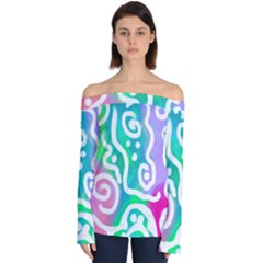 Colorful Abstract Wearable Art Bell Sleeve Off The Shoulder Top