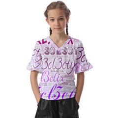 3cl3ctix Wordart Kids  V-neck Horn Sleeve Blouse by 3cl3ctix