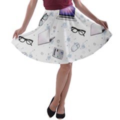 Computer Work A-line Skater Skirt by SychEva