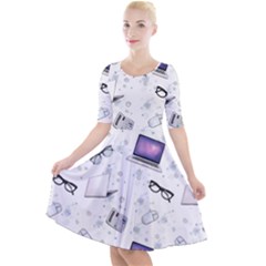 Computer Work Quarter Sleeve A-line Dress by SychEva